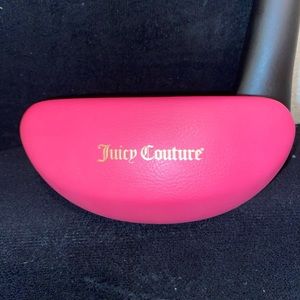 JUICY COUTURE “Eyeglasses Case” Clamshell Pink Leather Black inside no cloth EUC